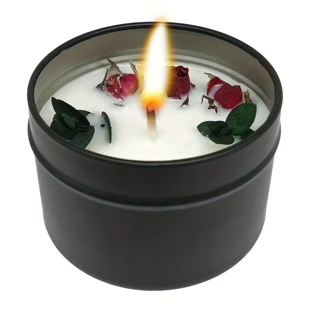 Soy Wax Candle in Black Metal Jar Long Burning - House Of Avana