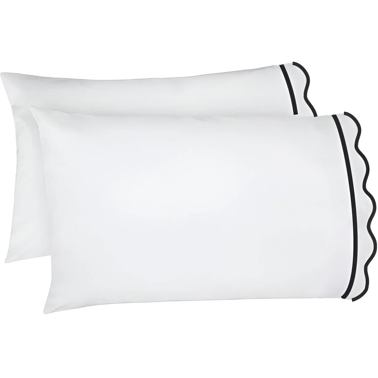 400TC Cotton Scallop Embroidery & Border Sateen Solid Pillowcases (Set Of 2) PushpLinen