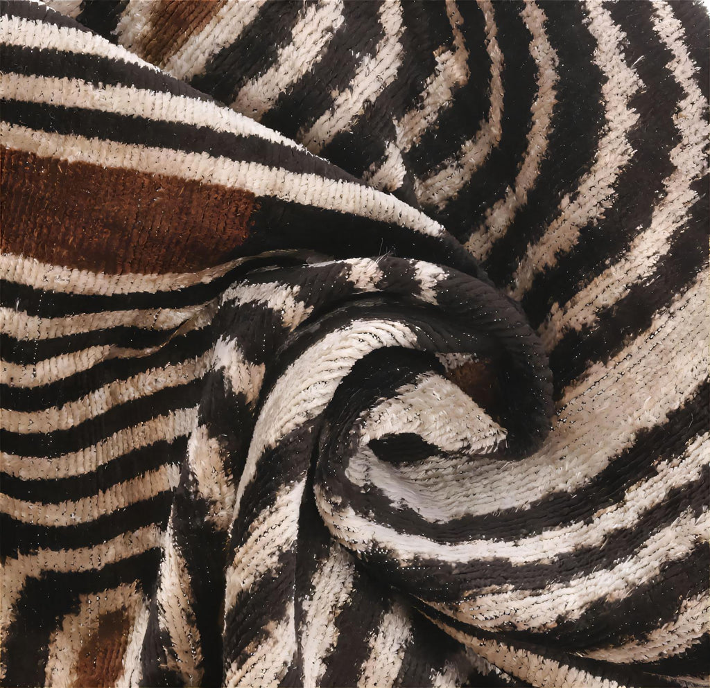 Handmade Modern Geometric Silk Velvet Throw Pillow - 16x24, Black and Cream with Down Feather Insert,... - House Of Avana