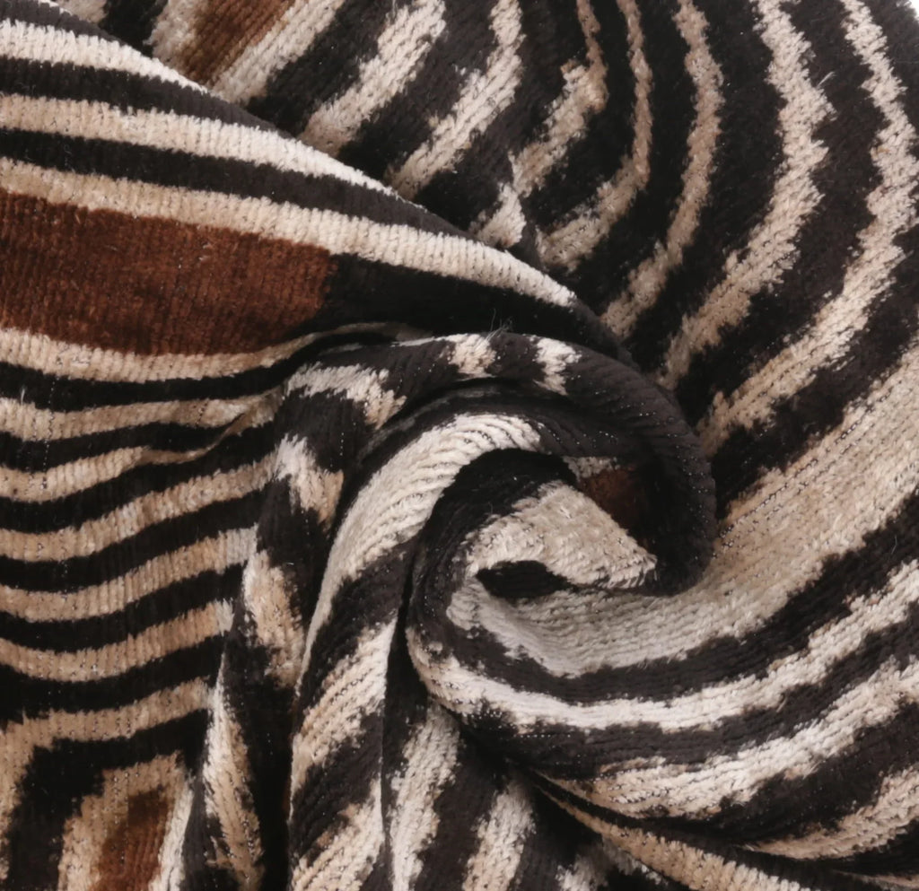 Handmade Modern Geometric Silk Velvet Throw Pillow - 16x24, Black and Cream with Down Feather Insert,... - House Of Avana