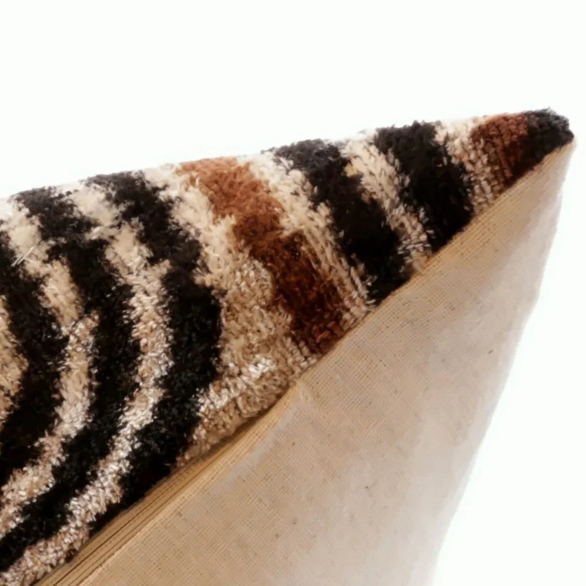 Handmade Modern Geometric Silk Velvet Throw Pillow - 16x24, Black and Cream with Down Feather Insert,... - House Of Avana