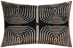 Handmade Modern Geometric Silk Velvet Throw Pillow - 16x24, Black and Cream with Down Feather Insert,... - House Of Avana