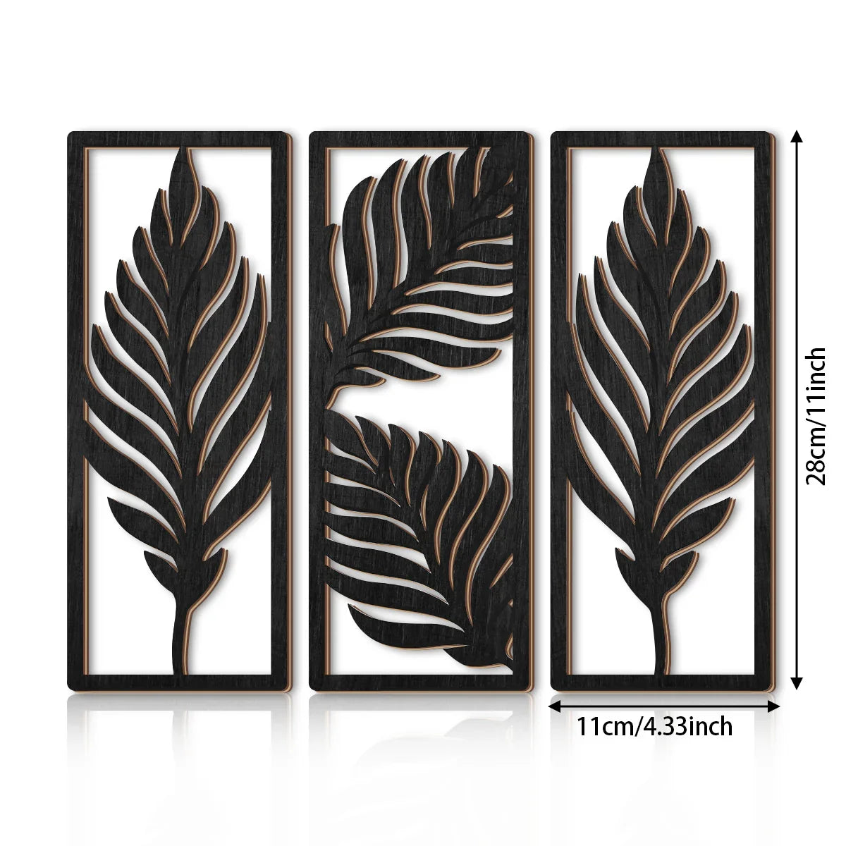 Wall Decor - Tropical Wooden Black, back view - House Of Avana