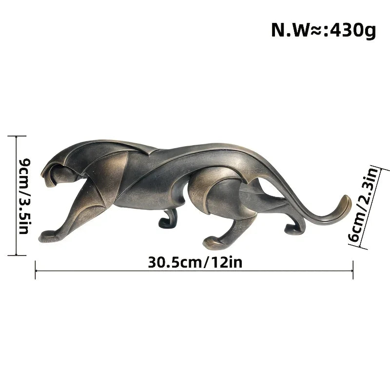 Modern Black Panther Animal Figurine, angled view - House Of Avana