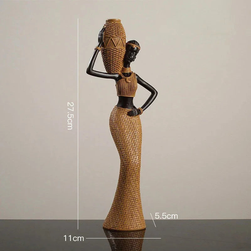 Tribal Figurine - Black Sculpture Decor, in-use display - House Of Avana