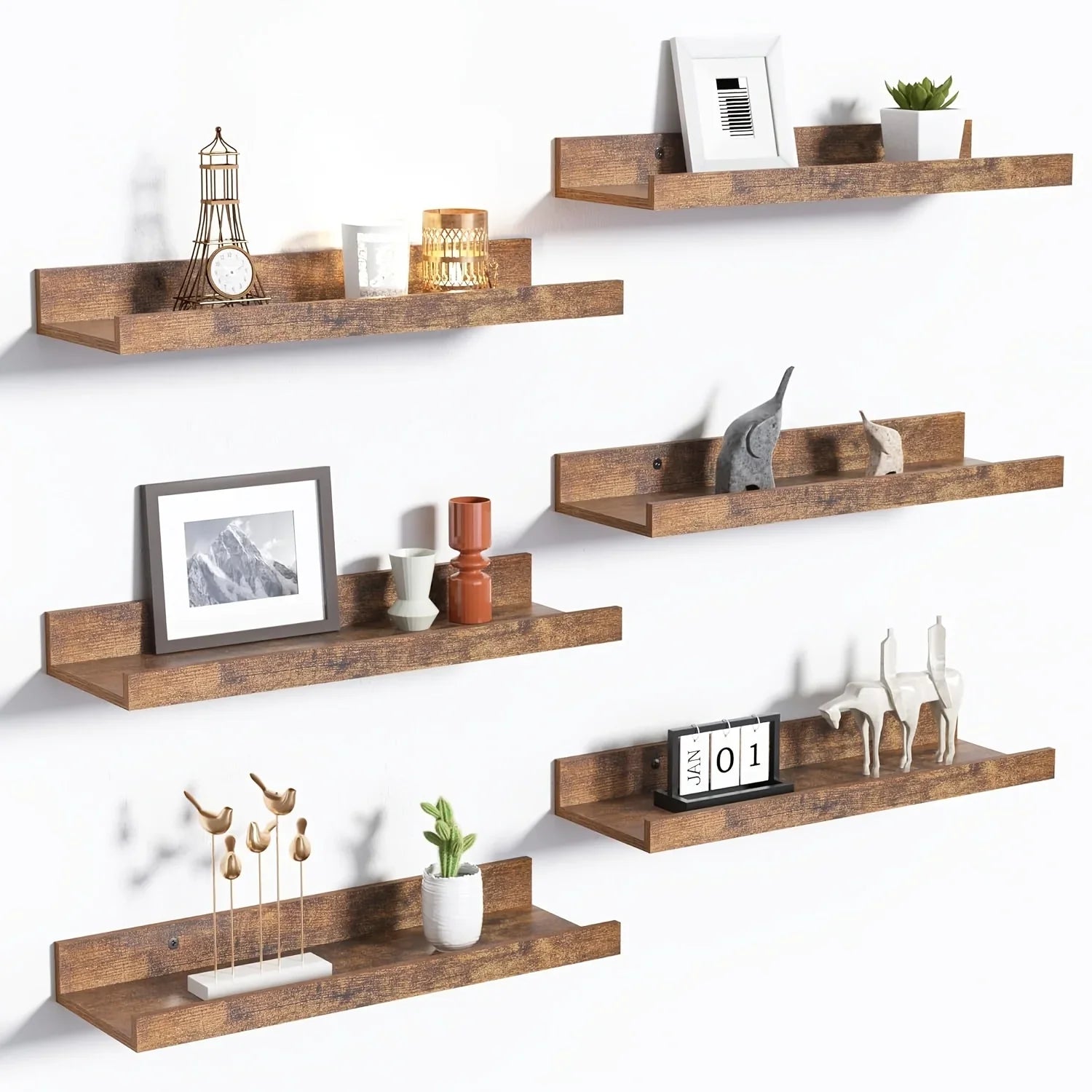 Black heavy-duty floating shelves, made of metal, wall-mounted - House of Avana