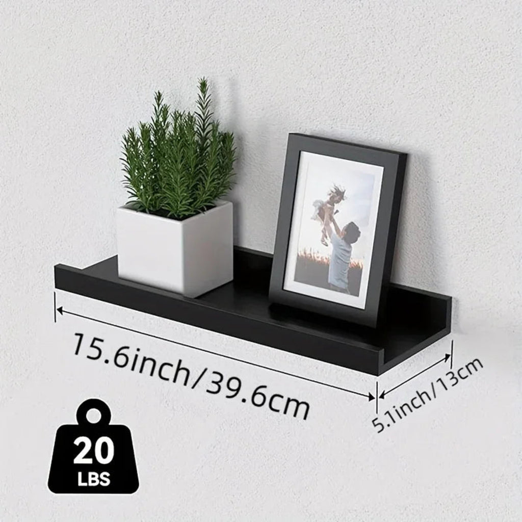 Black heavy-duty floating shelves, made of metal, wall-mounted - House of Avana