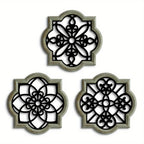 Wooden Wall Hanging Decor - S Black Floral Design Plaques, close-up view - House Of Avana