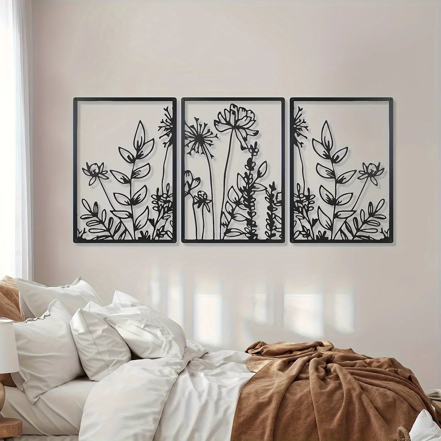 Minimalist Wall Art - Black Floral Design, front view - House Of Avana