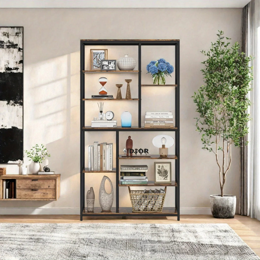Extra Tall 79" Heavy-duty Industrial Bookshelf - 9-tier Freestanding Bookcase with Sturdy Metal Frame &... - House Of Avana