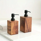 Vintage Wooden Soap Dispenser, Solid Wood Outer Frame Bottle with Black Pump Stainless Steel,... - House Of Avana