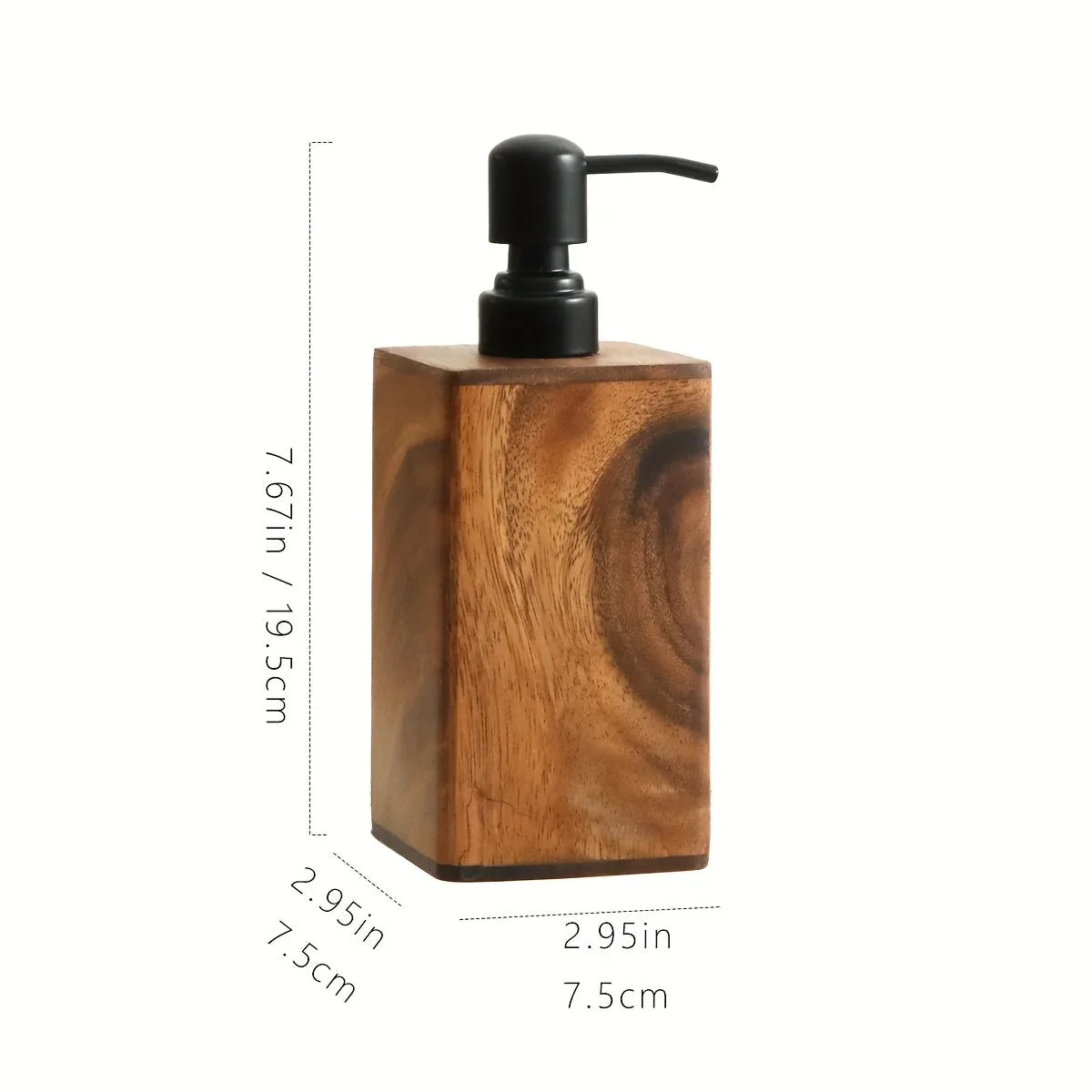 Vintage Wooden Soap Dispenser, Solid Wood Outer Frame Bottle with Black Pump Stainless Steel,... - House Of Avana