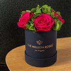 Black garden box with hot pink roses, wooden planter - House of Avana