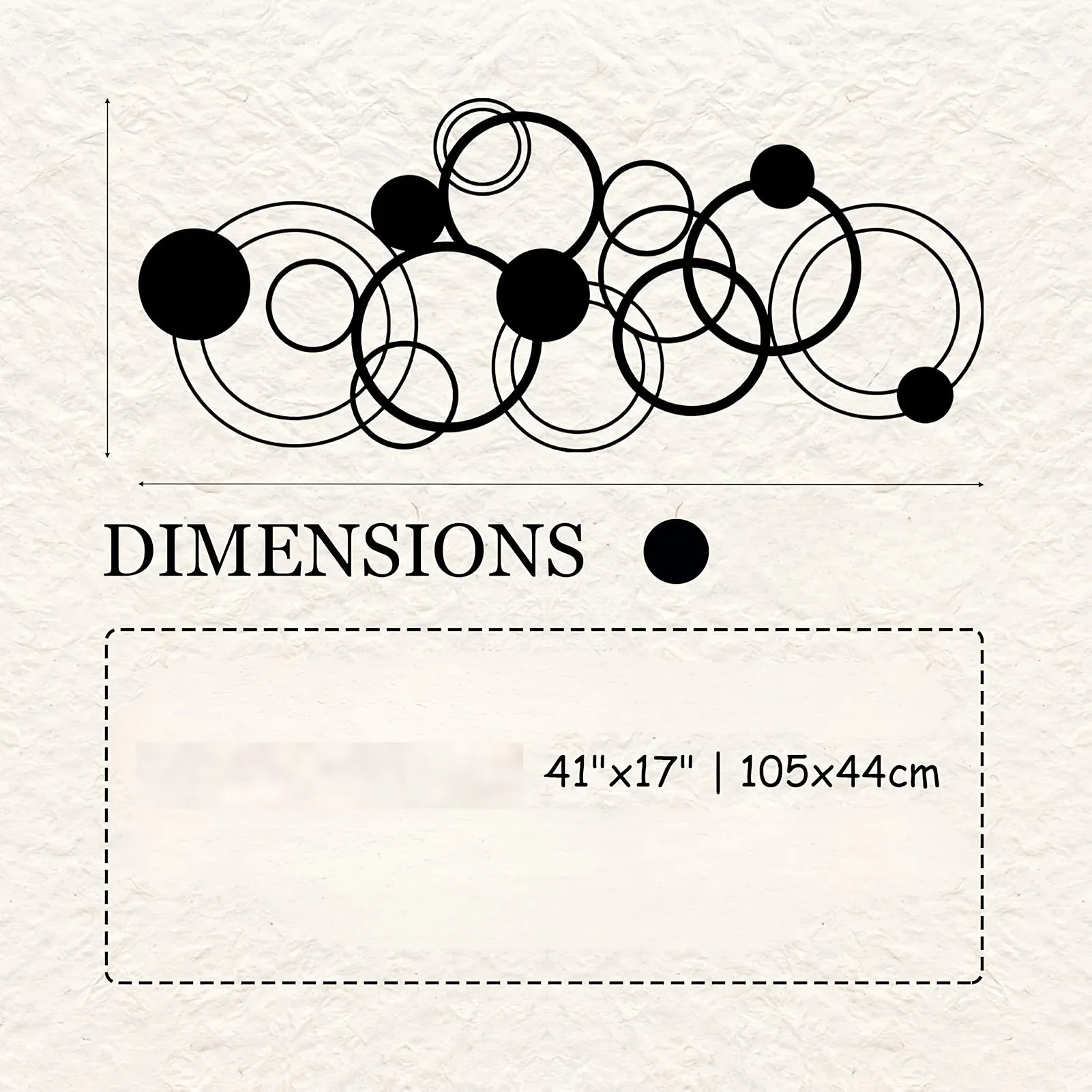 Metal Wall Art, 41"x17" Geometric Abstract Circles Design in Black, back view - House Of Avana