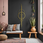 Metal Wall Art Black Geometric Circles Design Horizontal or Vertical Hanging, lifestyle image - House Of Avana
