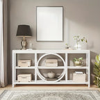 70.9 Inch Sofa Console Table, Extra Long Narrow Entryway Tables with Tier Wood Storage Shelves Metal... - House Of Avana