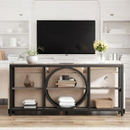 70.9 Inch Sofa Console Table, Extra Long Narrow Entryway Tables with Tier Wood Storage Shelves Metal... - House Of Avana