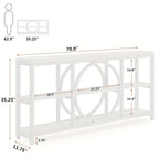 70.9 Inch Sofa Console Table, Extra Long Narrow Entryway Tables with Tier Wood Storage Shelves Metal... - House Of Avana