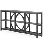 70.9 Inch Sofa Console Table, Extra Long Narrow Entryway Tables with Tier Wood Storage Shelves Metal... - House Of Avana