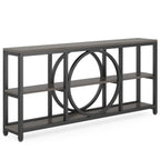 70.9 Inch Sofa Console Table, Extra Long Narrow Entryway Tables with Tier Wood Storage Shelves Metal... - House Of Avana