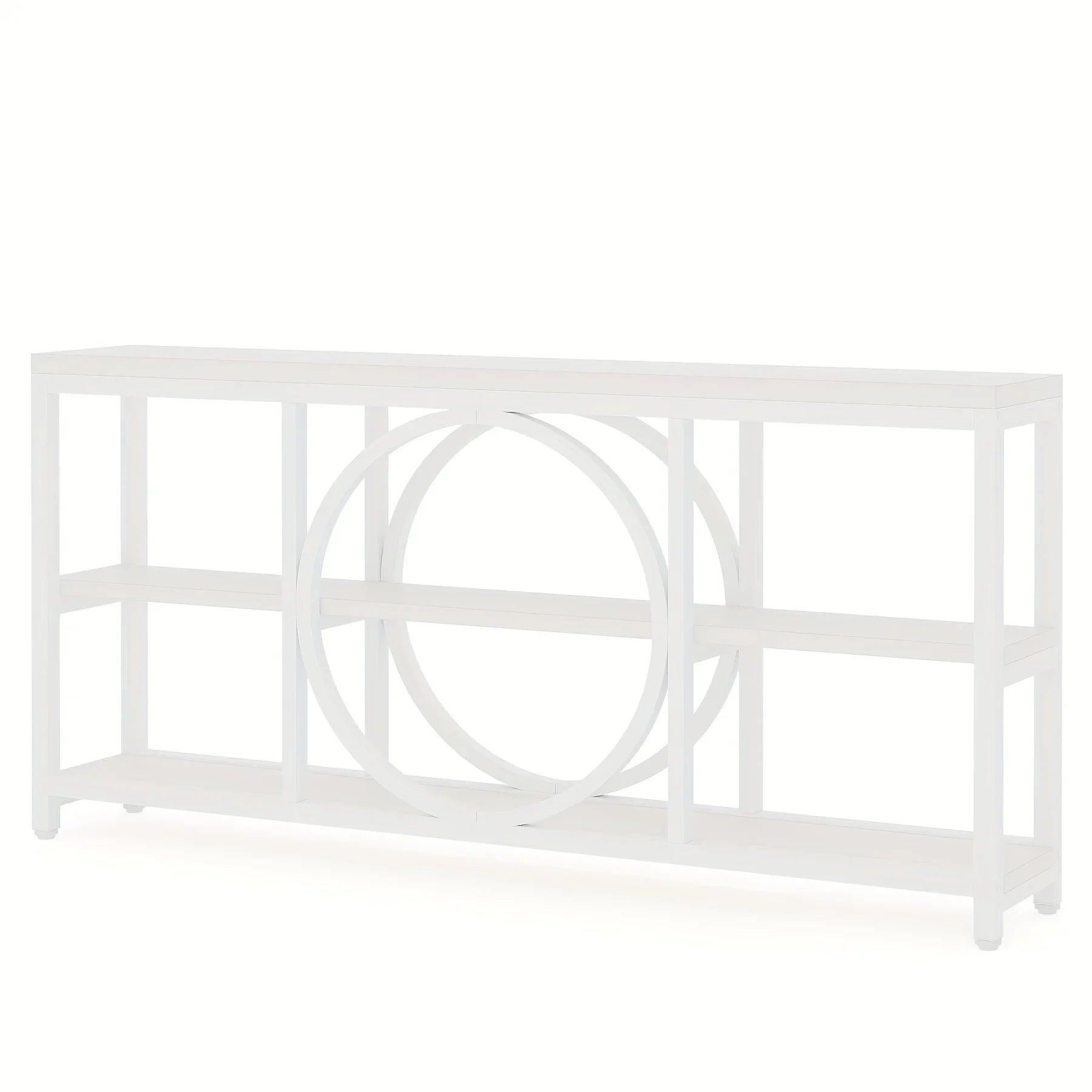 70.9 Inch Sofa Console Table, Extra Long Narrow Entryway Tables with Tier Wood Storage Shelves Metal... - House Of Avana