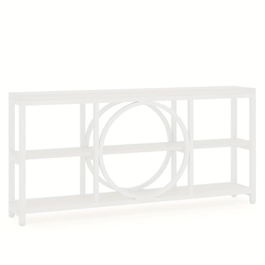 70.9 Inch Sofa Console Table, Extra Long Narrow Entryway Tables with Tier Wood Storage Shelves Metal... - House Of Avana