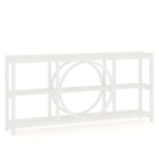 70.9 Inch Sofa Console Table, Extra Long Narrow Entryway Tables with Tier Wood Storage Shelves Metal... - House Of Avana