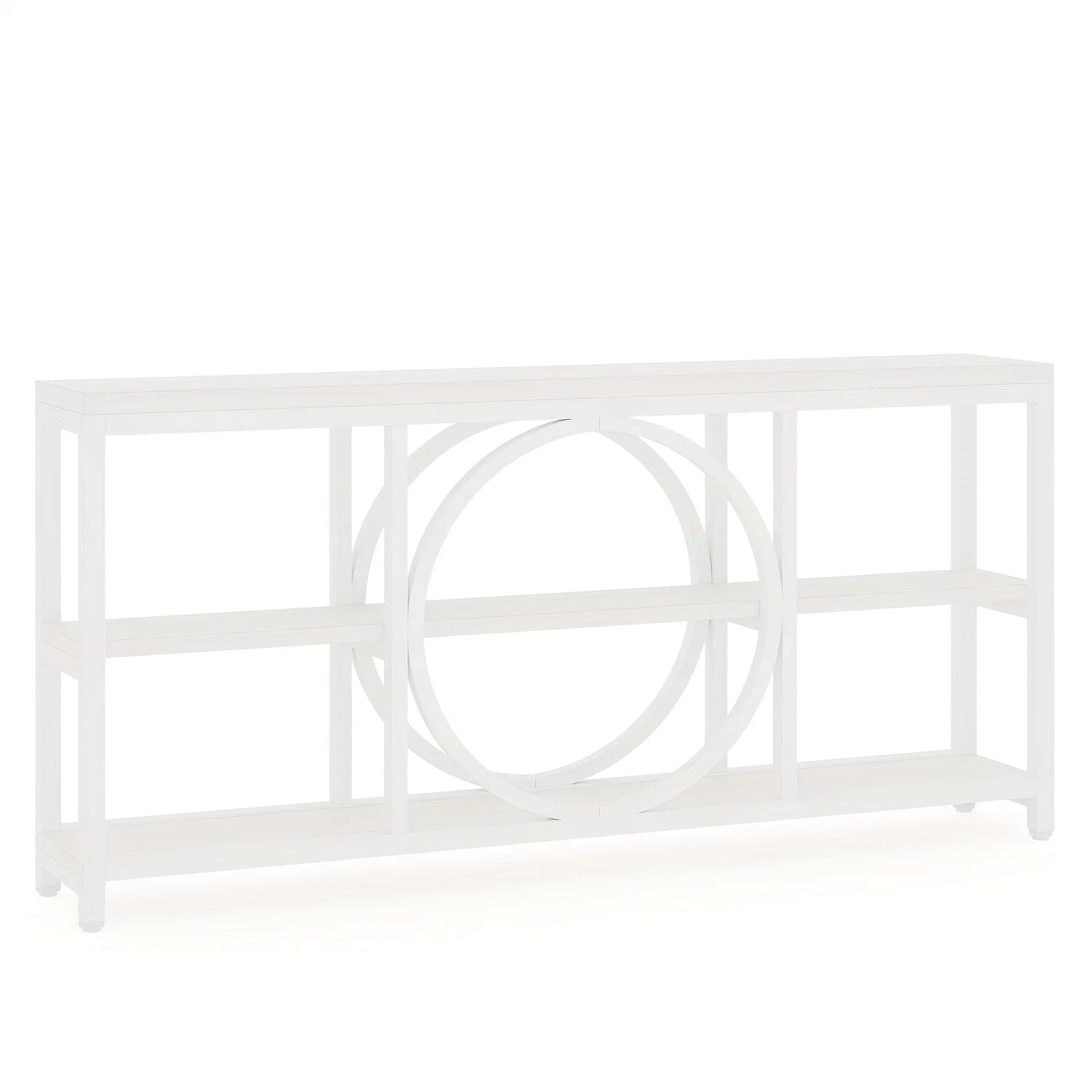 70.9 Inch Sofa Console Table, Extra Long Narrow Entryway Tables with Tier Wood Storage Shelves Metal... - House Of Avana