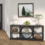 70.9 Inch Sofa Console Table, Extra Long Narrow Entryway Tables with Tier Wood Storage Shelves Metal... - House Of Avana