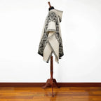 Black Grey Diamonds Alpaca Poncho