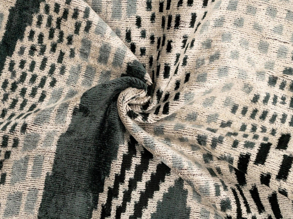 Canvello Handmade Silk Velvet Throw Pillow with Down Feather Insert – Geometric Black and Grey Design -... - House Of Avana