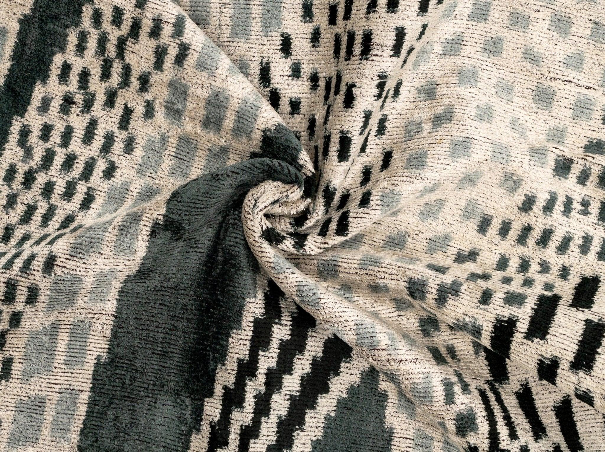 Canvello Handmade Silk Velvet Throw Pillow with Down Feather Insert – Geometric Black and Grey Design -... - House Of Avana