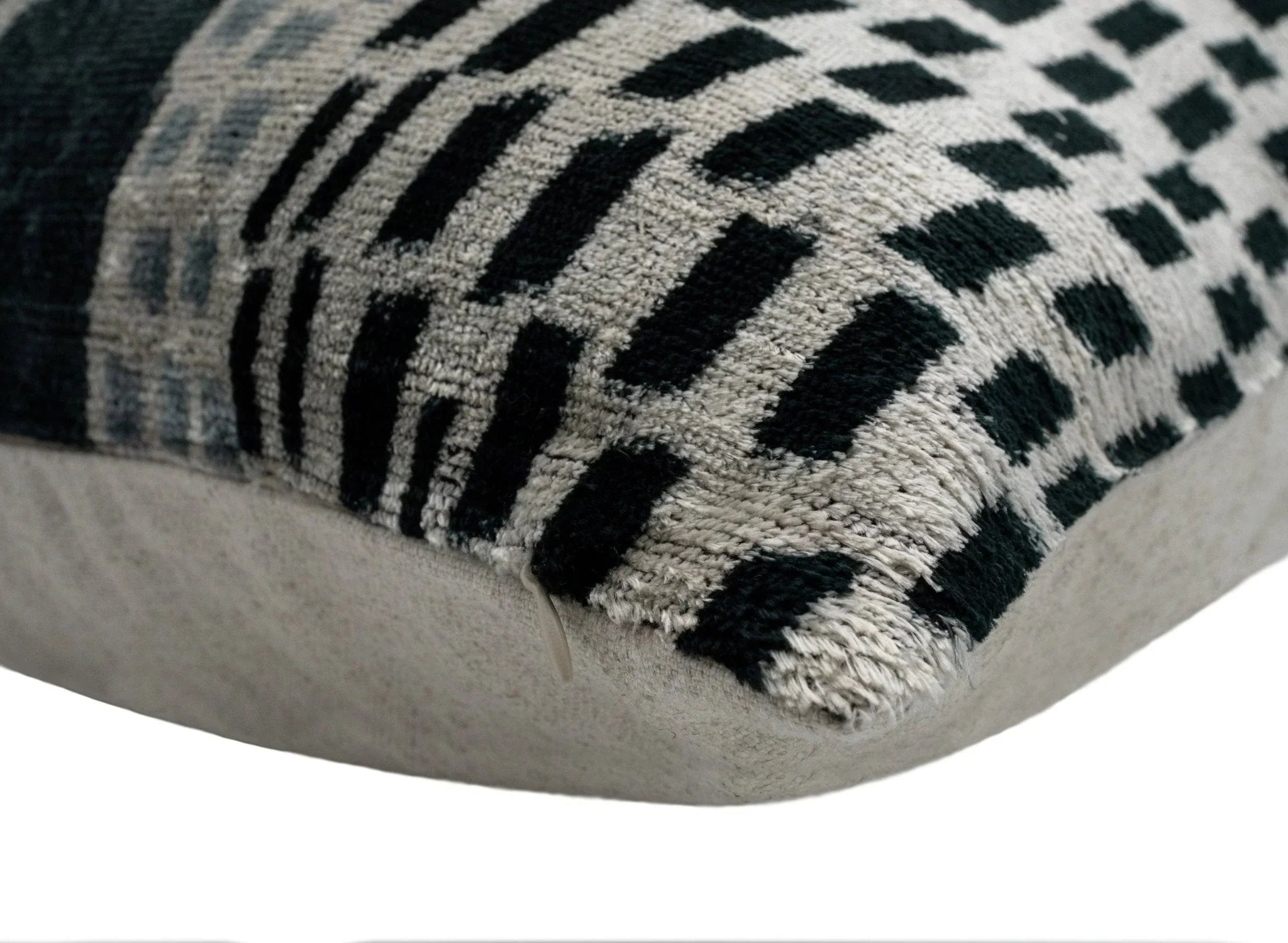 Canvello Handmade Silk Velvet Throw Pillow with Down Feather Insert – Geometric Black and Grey Design -... - House Of Avana