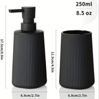 Accessories S Soap Dispenser and Toothbrush Holder Set Striped Black, S Bathroom Organizer Set, Plastic... - House Of Avana