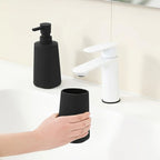 Accessories S Soap Dispenser and Toothbrush Holder Set Striped Black, S Bathroom Organizer Set, Plastic... - House Of Avana