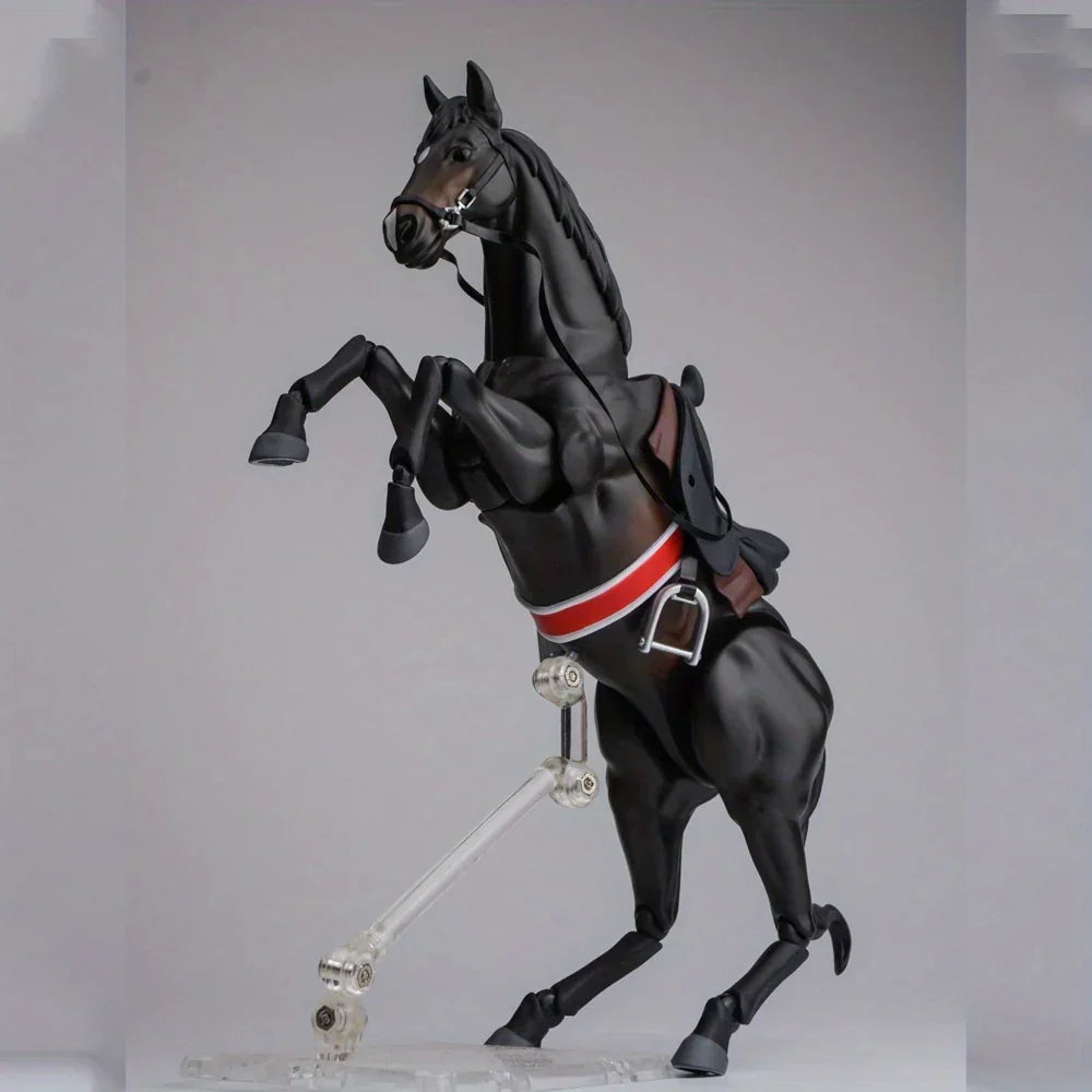 14-inch Collectible Anime Horse Statue - Detailed Pvc Model with Black & Brown/red Colors, Equipped with... - House Of Avana