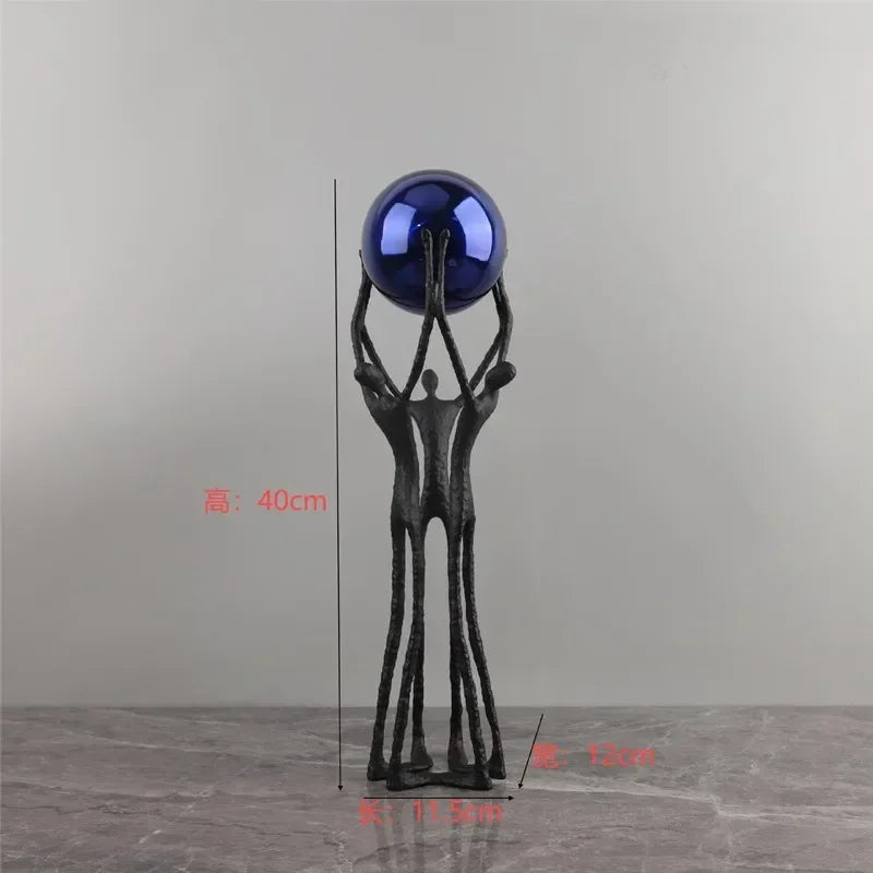 Black Iron Figure - Modern Silver Accent, alternate view - House Of Avana
