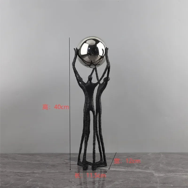 Black Iron Figure - Modern Silver Accent, alternate view - House Of Avana