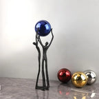 Black Iron Figure - Modern Silver Accent, detail shot - House Of Avana