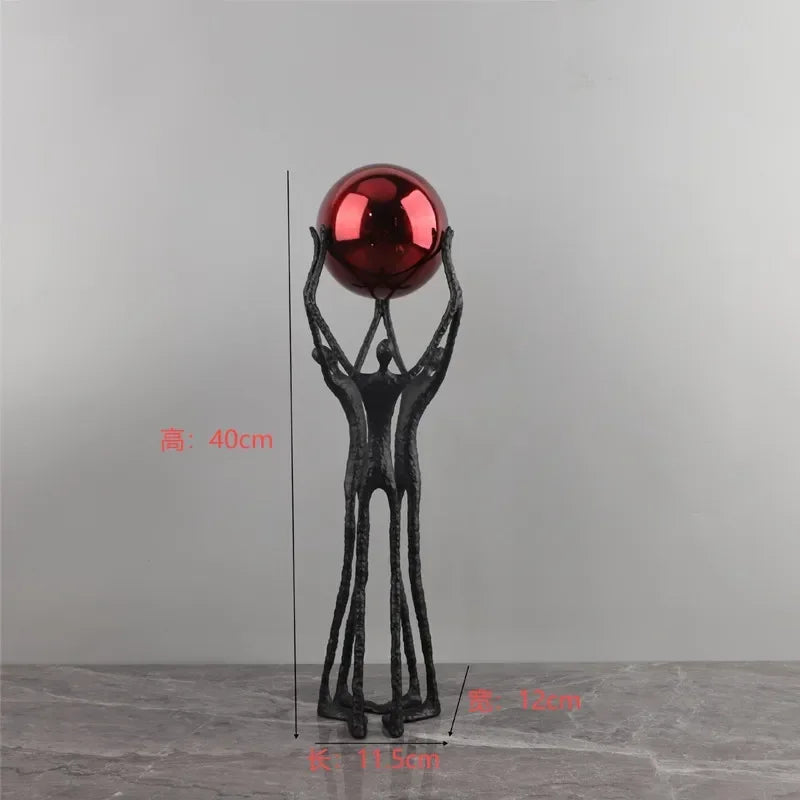 Black Iron Figure - Modern Silver Accent, angled view - House Of Avana