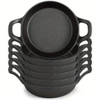 6 Pack Mini Cast Iron Skillets 6.3 X 6.3 X 1.5 Inch Cast Iron Pan Small Ramekin Set Black Casserole Dish... - House Of Avana