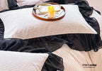 Black Lace Stripe Pastel Bedding Set / Pink Ever Lasting