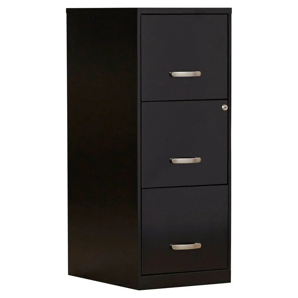 Black Metal 3-Drawer Vertical Key Locking File Cabinet