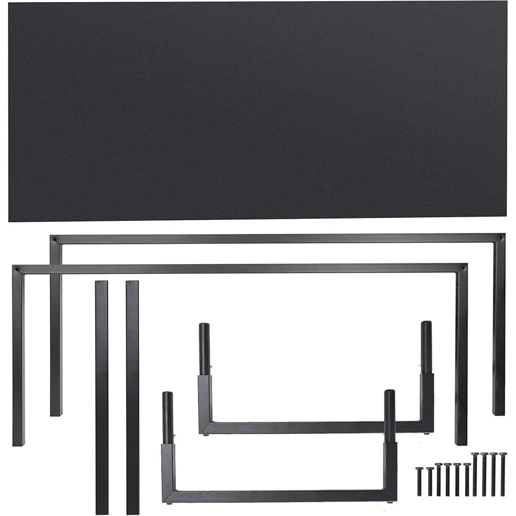 Black Metal Frame Wood Top Modern Home Office Laptop Computer Desk Writing Table