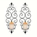 Wall Sconce - Hanging Metal Black Set, back view - House Of Avana