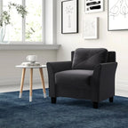 Black Microfiber Upholstered Armchair Flared Arm Chair with Tufted Back Cushion