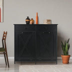 Black Multipurpose 2 Drawer / 2 Tilt Out 10gL Kitchen Laundry Trash/Recycle Storage