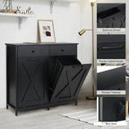 Black Multipurpose 2 Drawer / 2 Tilt Out 10gL Kitchen Laundry Trash/Recycle Storage