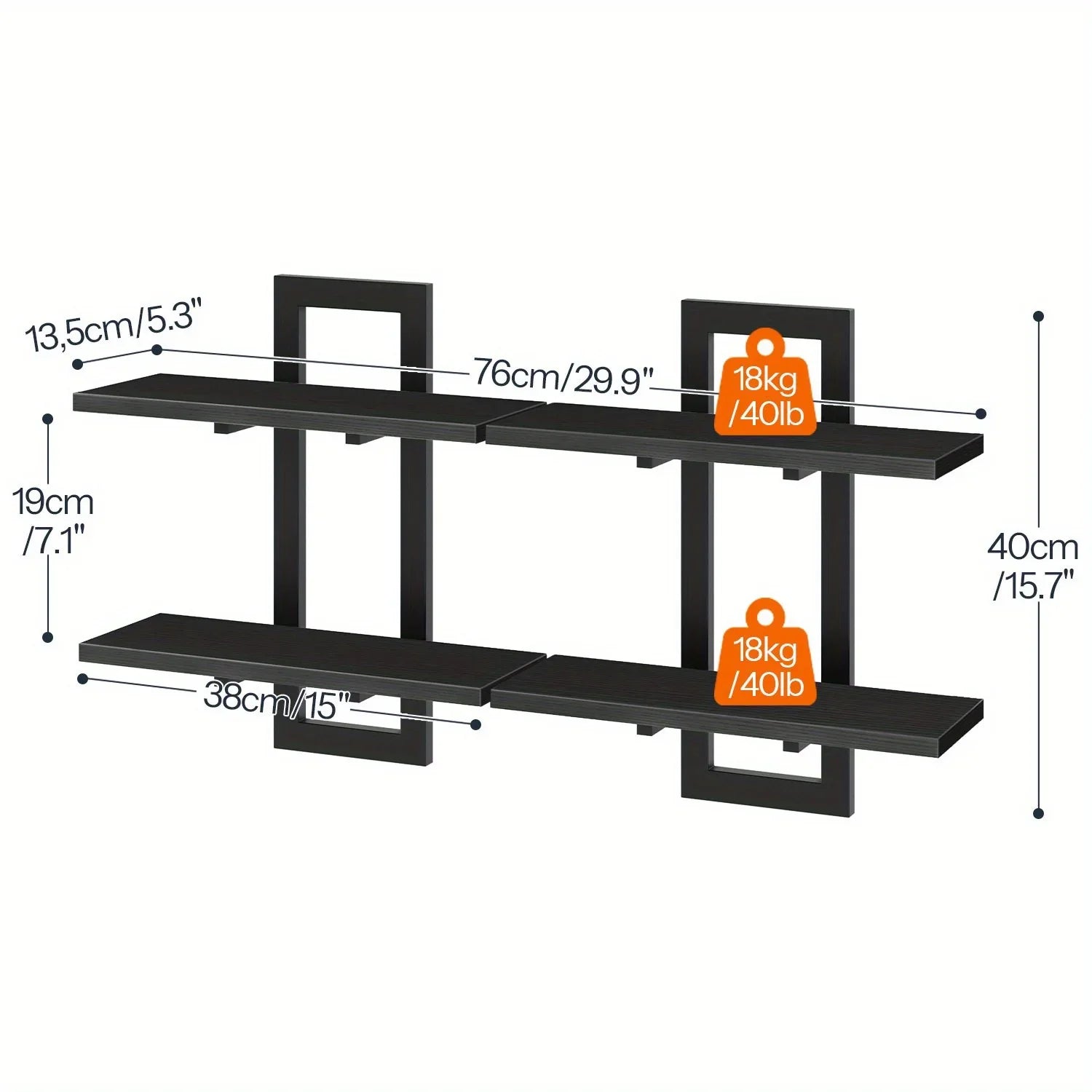 Floating Shelves, Inch Office Bookshelf Set of 2, for Living Room, Bedroom, Bathroom, Kitchen, Black,... - House Of Avana
