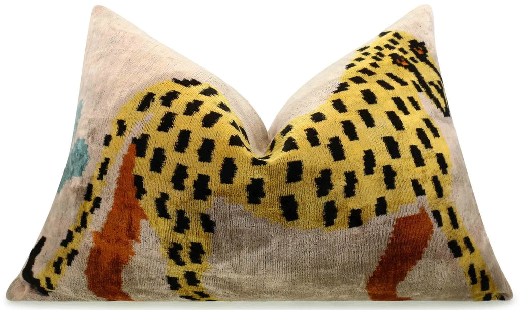 Handmade Velvet Lumbar Pillow with Yellow and Black Cheetah Design - High-quality 16x24 Inch Decorative... - House Of Avana